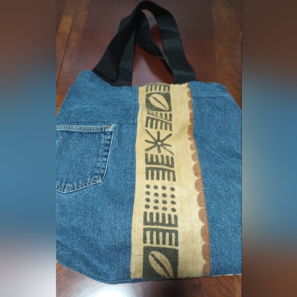 🔖Denim African print shoulder bag